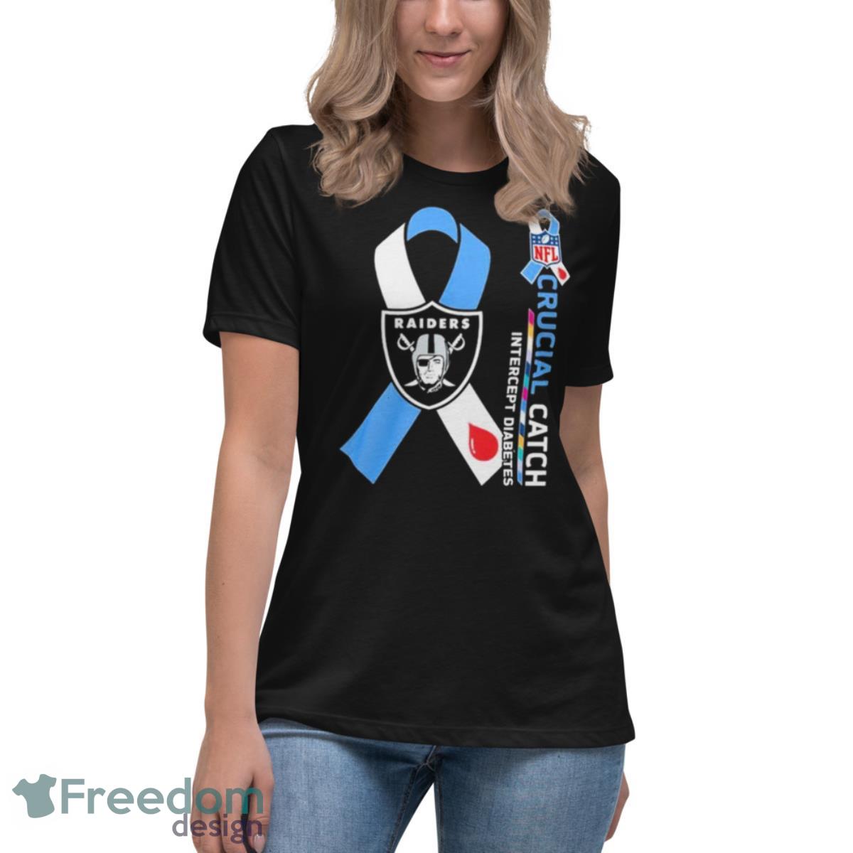 NFL Las Vegas Raiders Crucial Catch Intercept Diabetes Shirt - Womens Relaxed Short Sleeve Jersey Tee NFL Las Vegas Raiders Crucial Catch Intercept Diabetes Shirt - Womens Relaxed Short Sleeve Jersey Tee