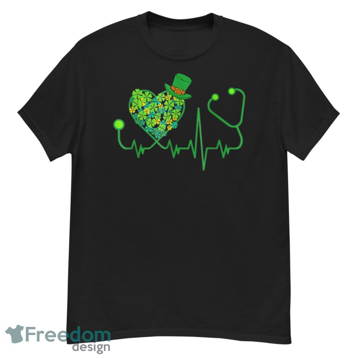 Nurse St Patricks Day Stethoscope Heartbeat Clover Shirt - G500 Men’s Classic T-Shirt