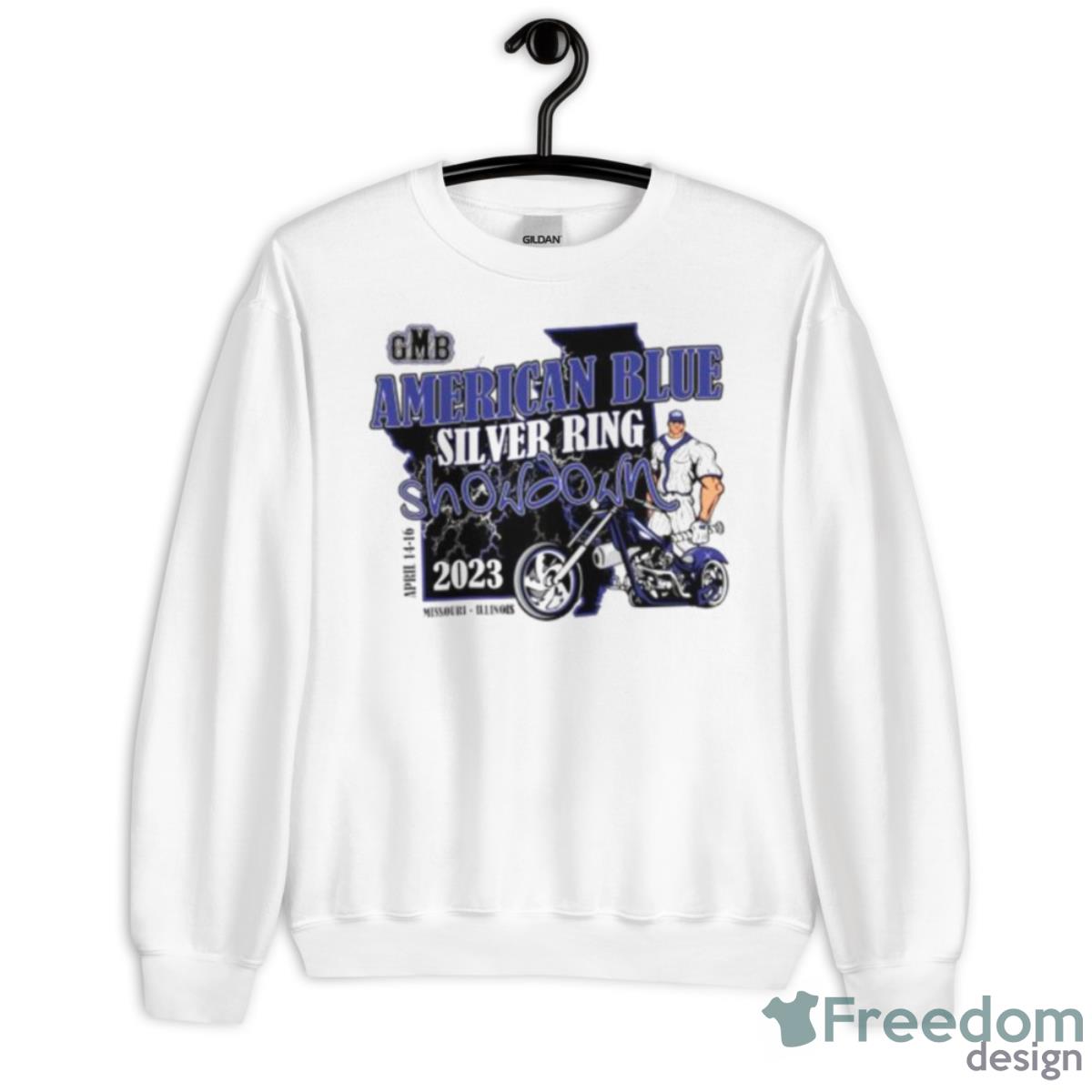 2023 GMB American Blue Silver Ring Showdown Shirt - Unisex Heavy Blend Crewneck Sweatshirt