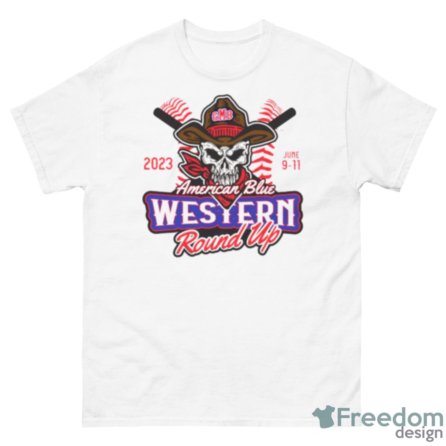 2023 GMB American Blue Western Roundup Shirt - 500 Men’s Classic Tee Gildan