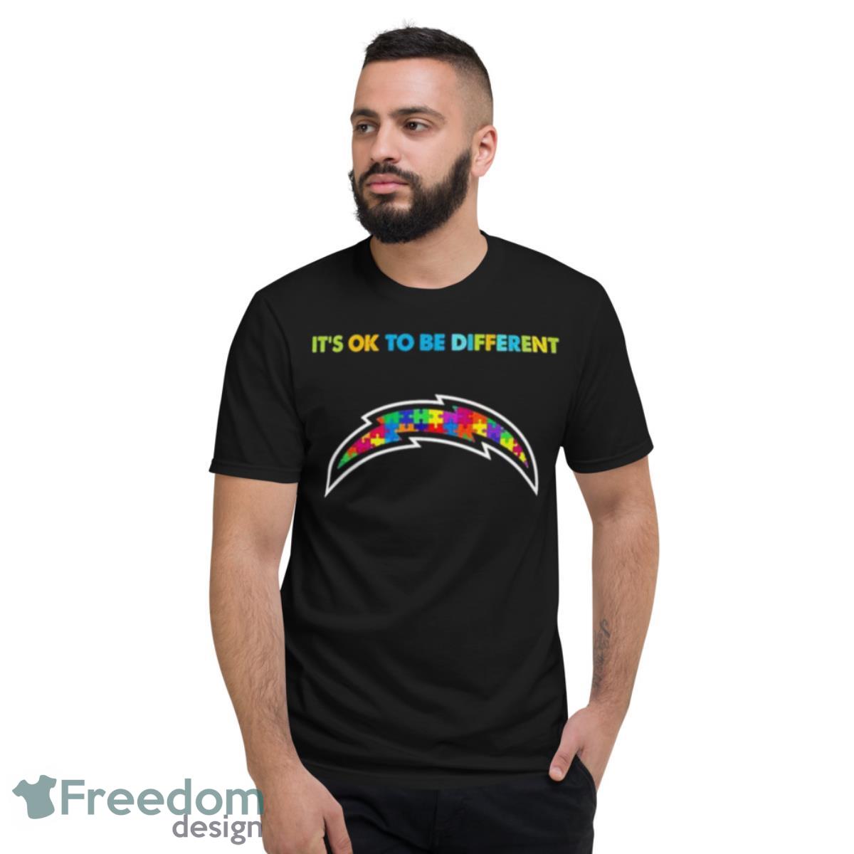 2023 Los Angeles Chargers Autism It’s Ok To Be Different Shirt - Short Sleeve T-Shirt