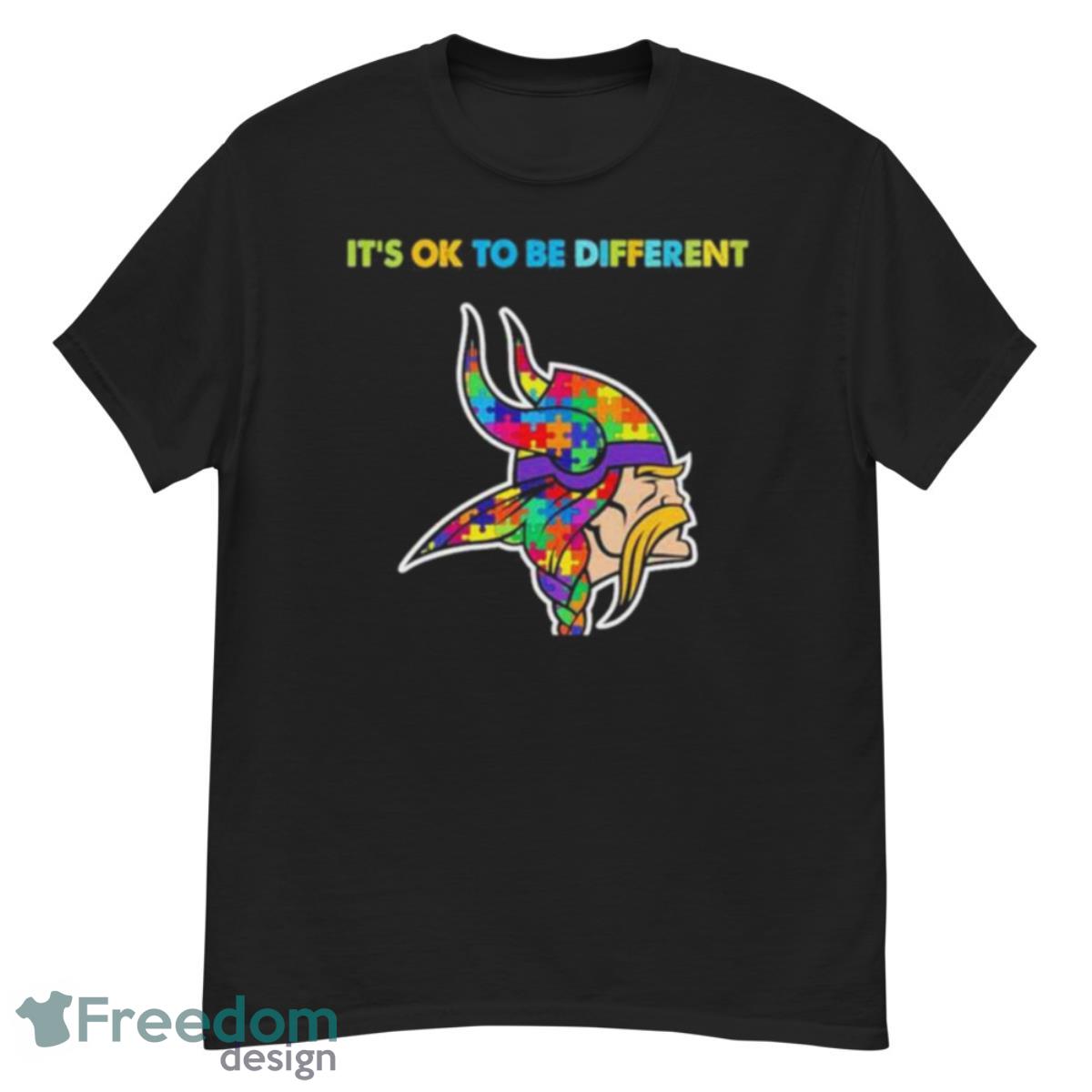 2023 Minnesota Vikings Autism It’s Ok To Be Different Shirt - G500 Men’s Classic T-Shirt