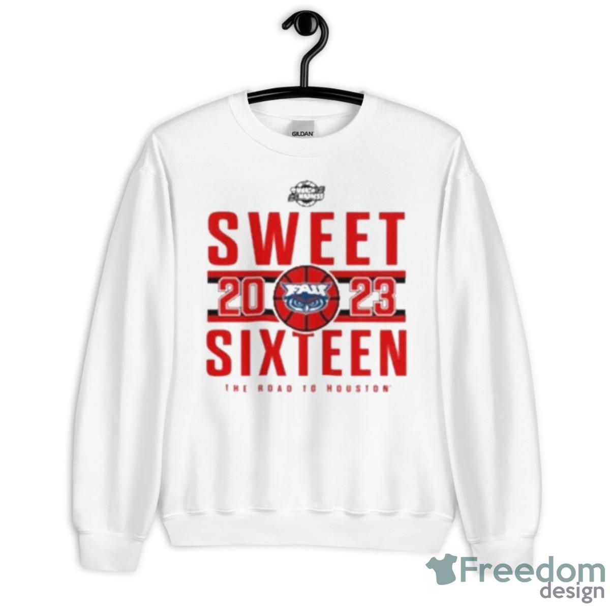 2023 Ncaa Fau Owls Men’s Basketball Sweet Sixteen The Road To Houston Shirt - Unisex Heavy Blend Crewneck Sweatshirt