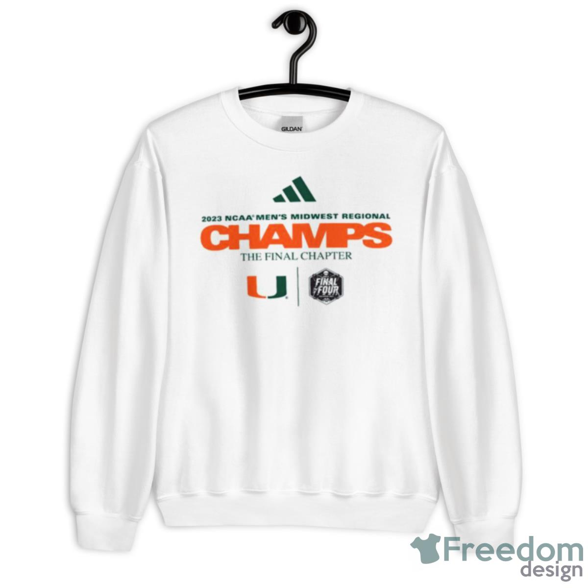 2023 NCAA Men’s Basketball Midwest Regional The Final Chapter Champions Miami Hurricanes Shirt - Unisex Heavy Blend Crewneck Sweatshirt