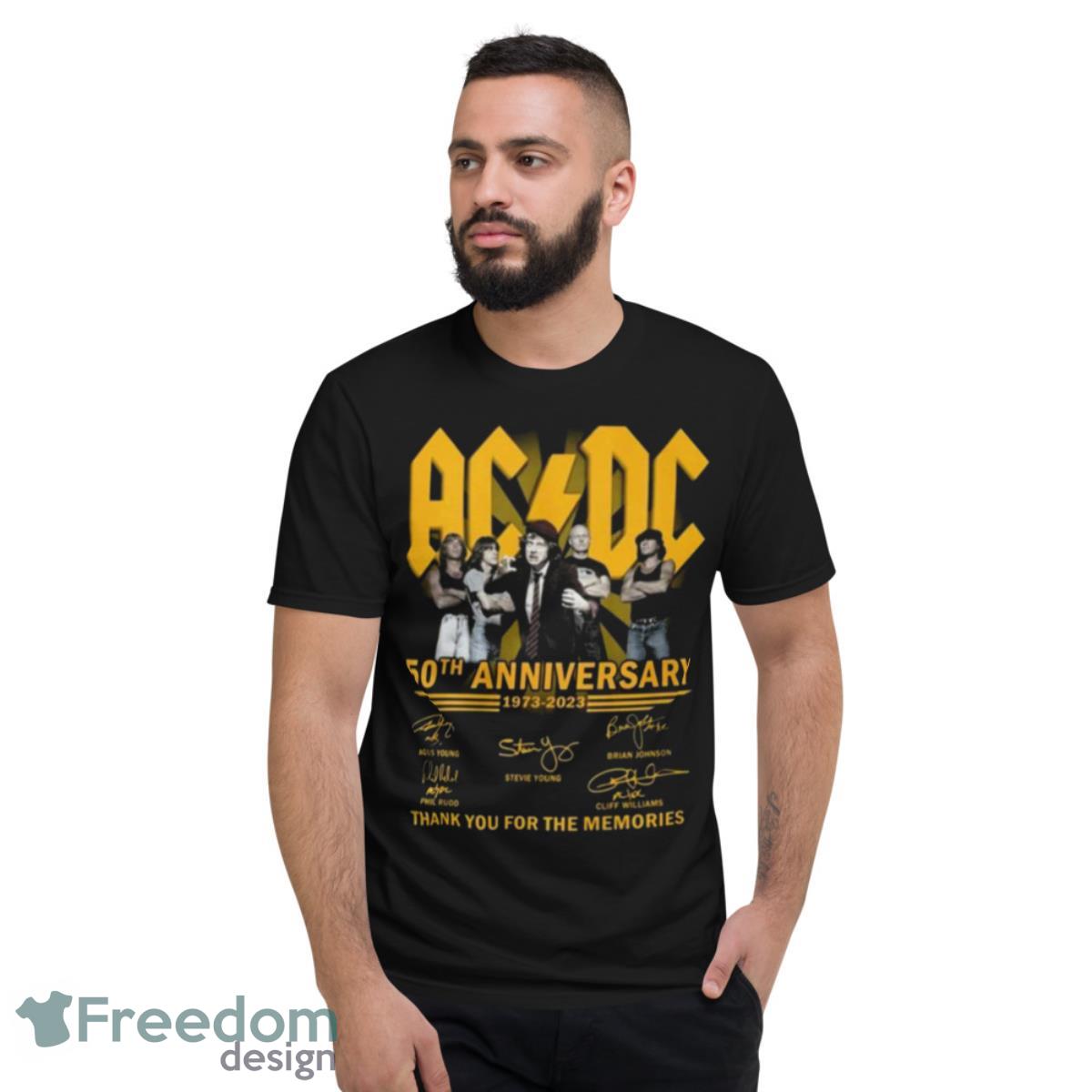 ACDC Band 50th Anniversary 1973 2023 Signatures Thank You For The Memories Shirt - Short Sleeve T-Shirt