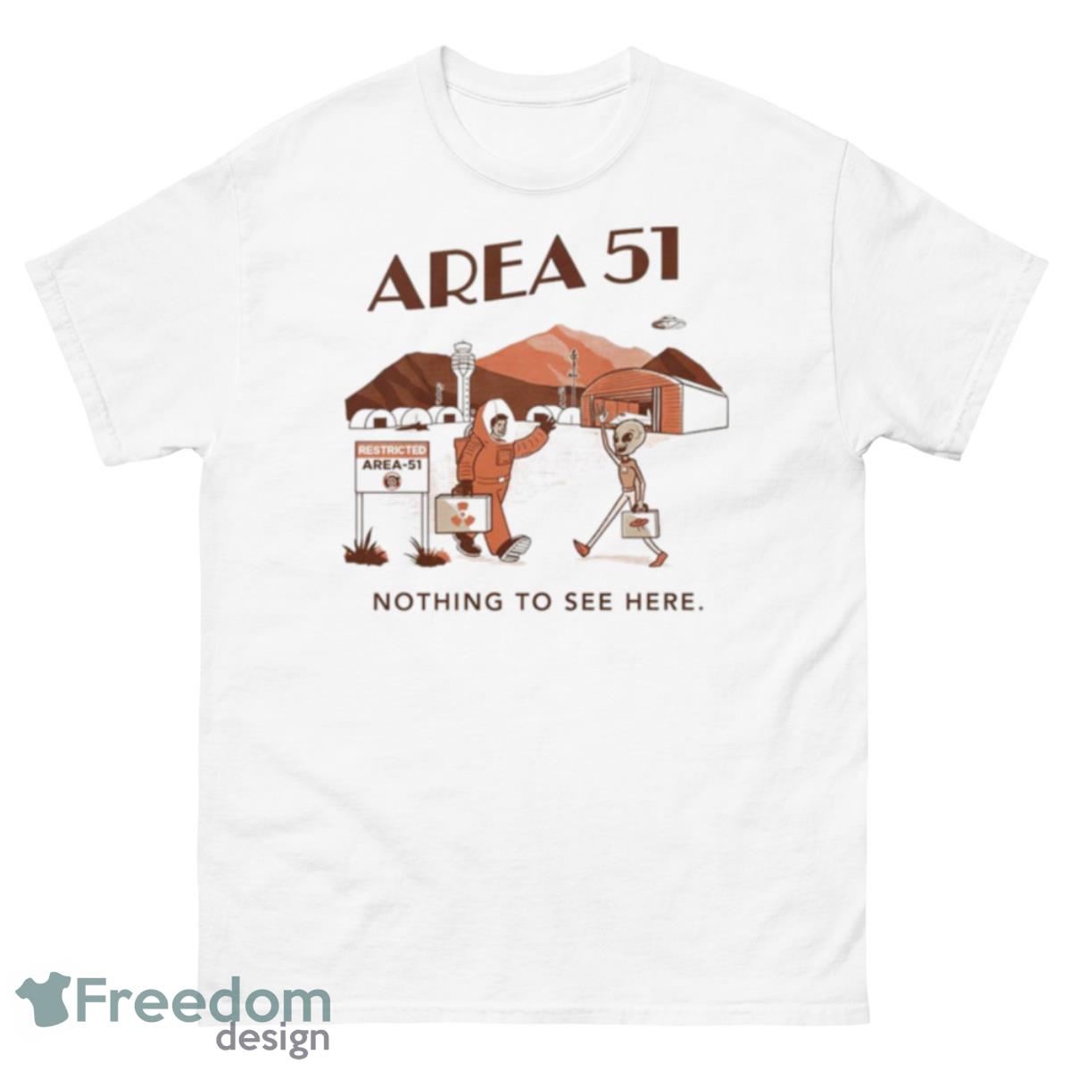 Area 51 Nothing To See Here Shirt - 500 Men’s Classic Tee Gildan