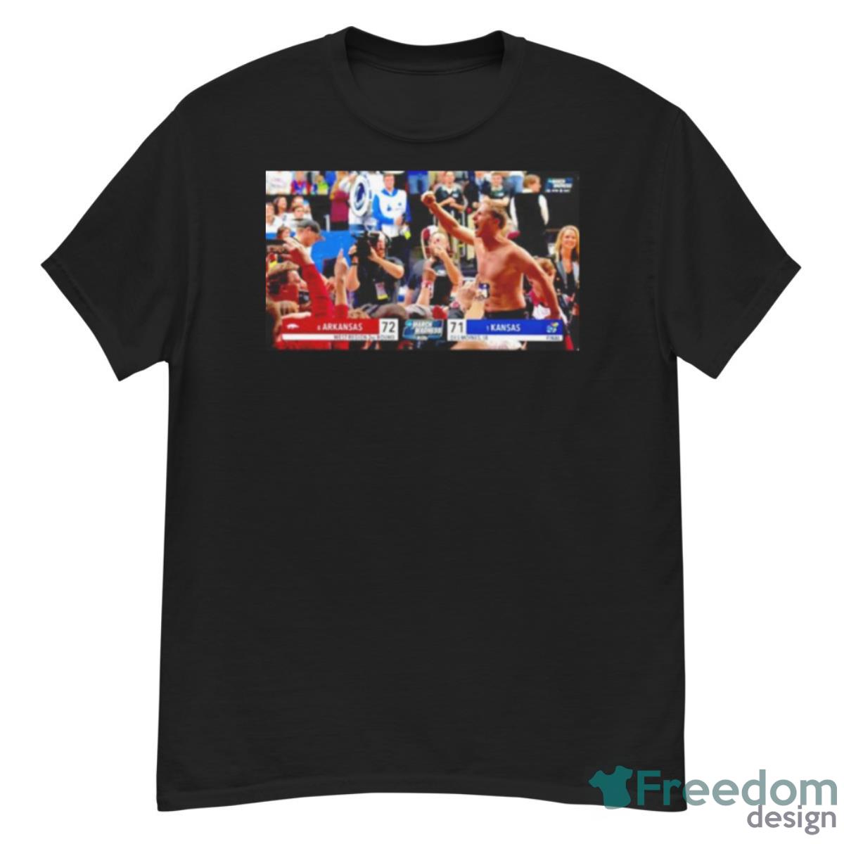 Arkansas Coach Takes Off Shirt After Upset Vs. No. 1 Kansas Shirt - G500 Men’s Classic T-Shirt