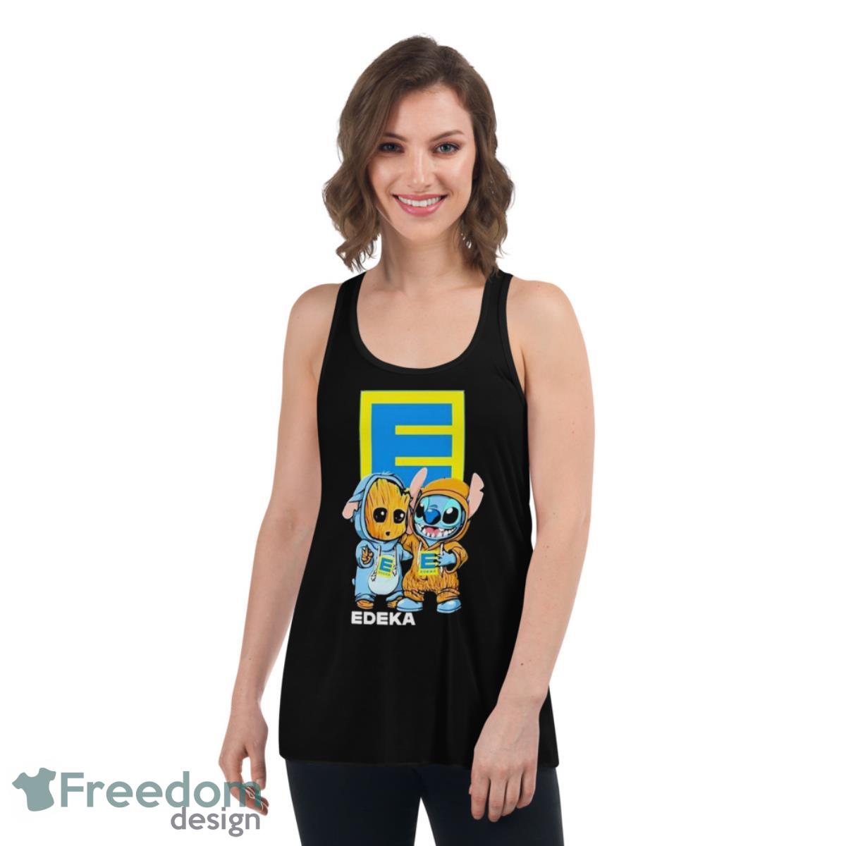 Baby Groot And Baby Stitch Edeka Shirt - Womens Flowy Racerback Tank Baby Groot And Baby Stitch Edeka Shirt - Womens Flowy Racerback Tank