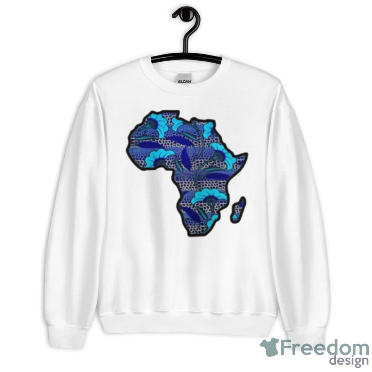 Blue Floral Africa Map Shirt - Unisex Heavy Blend Crewneck Sweatshirt