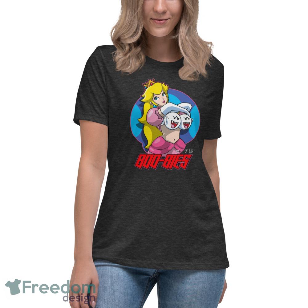 BOO BIES PEACH funny humorous smile shirt - Womens Relaxed Short Sleeve Jersey Tee-1 BOO BIES PEACH funny humorous smile shirt - Womens Relaxed Short Sleeve Jersey Tee-1