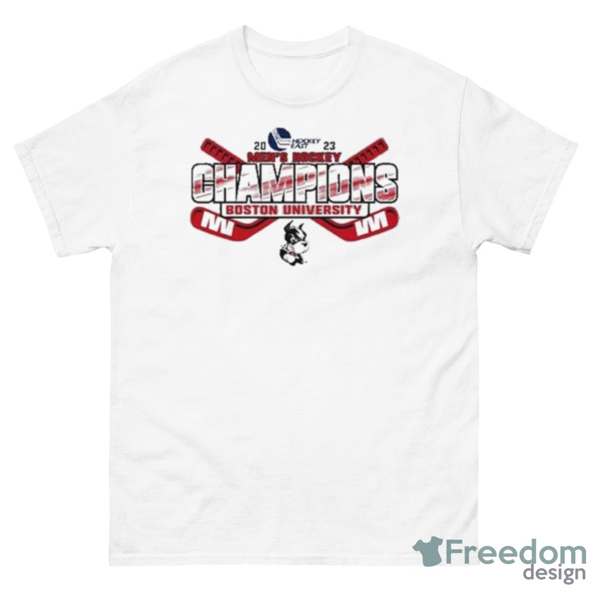 Boston University 2023 Men’s Ice Hockey Champions Shirt - 500 Men’s Classic Tee Gildan