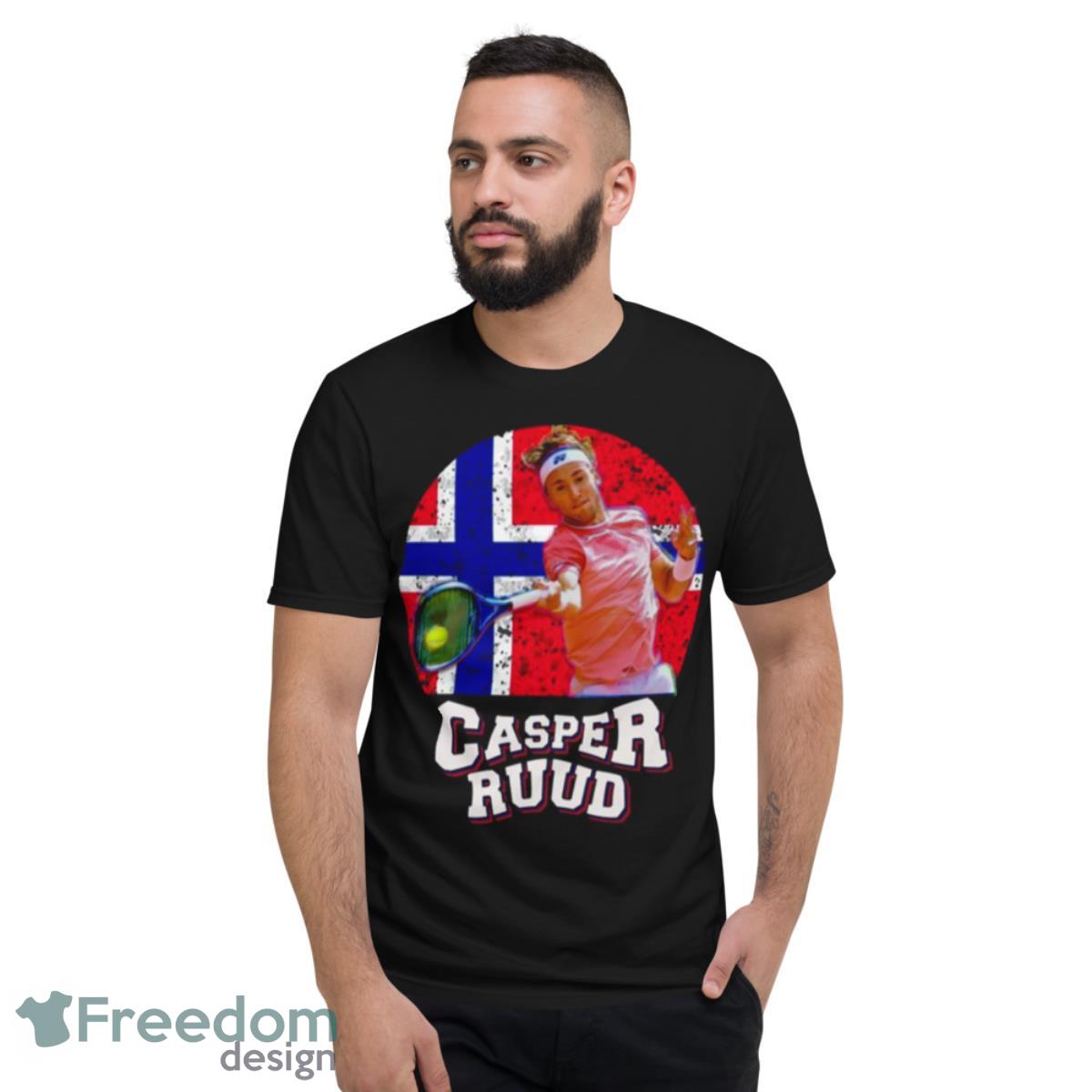 Casper Ruud Forehand Norway Tennis Neon Light Norway Flag Shirt - Short Sleeve T-Shirt