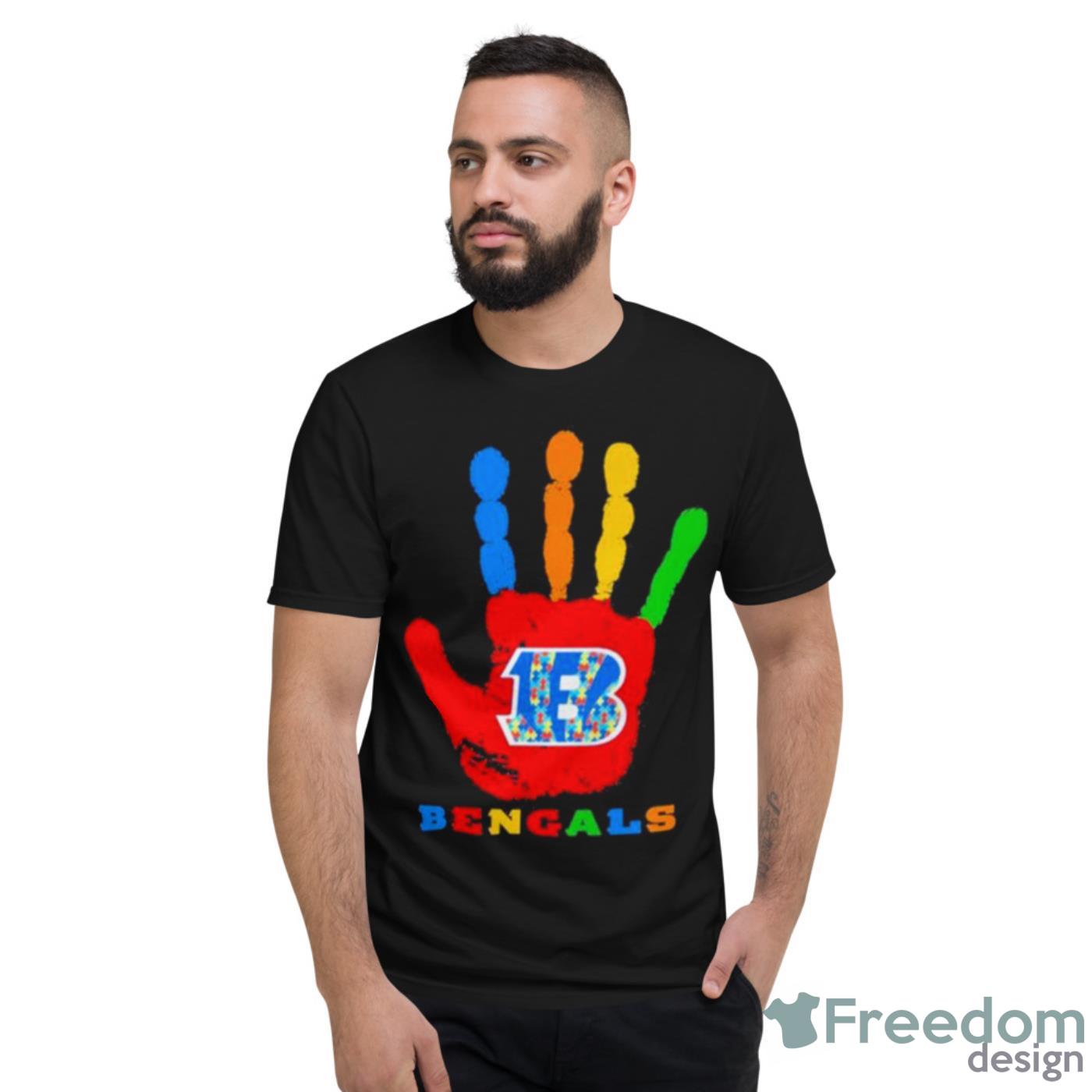 Cincinnati Bengals Hand Autism 2023 NFL Shirt - Short Sleeve T-Shirt