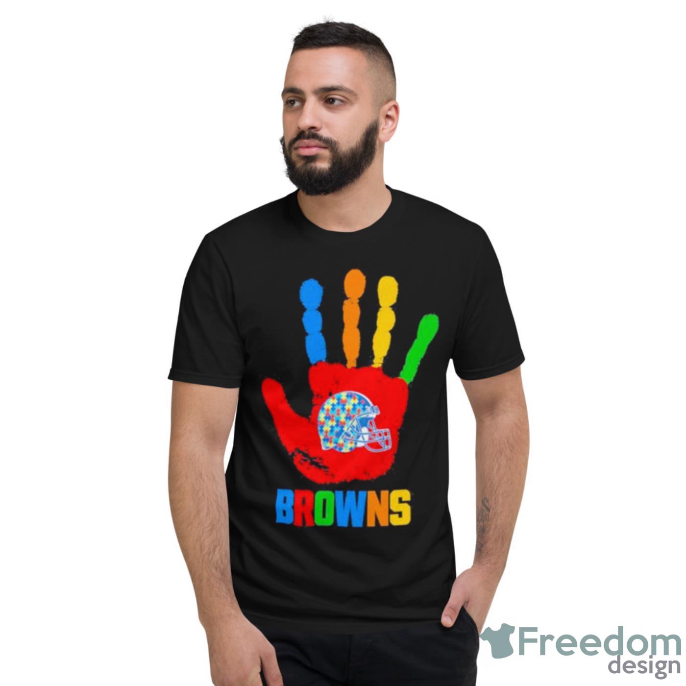 Cleveland Browns Hand Autism 2023 NFL Shirt - Short Sleeve T-Shirt