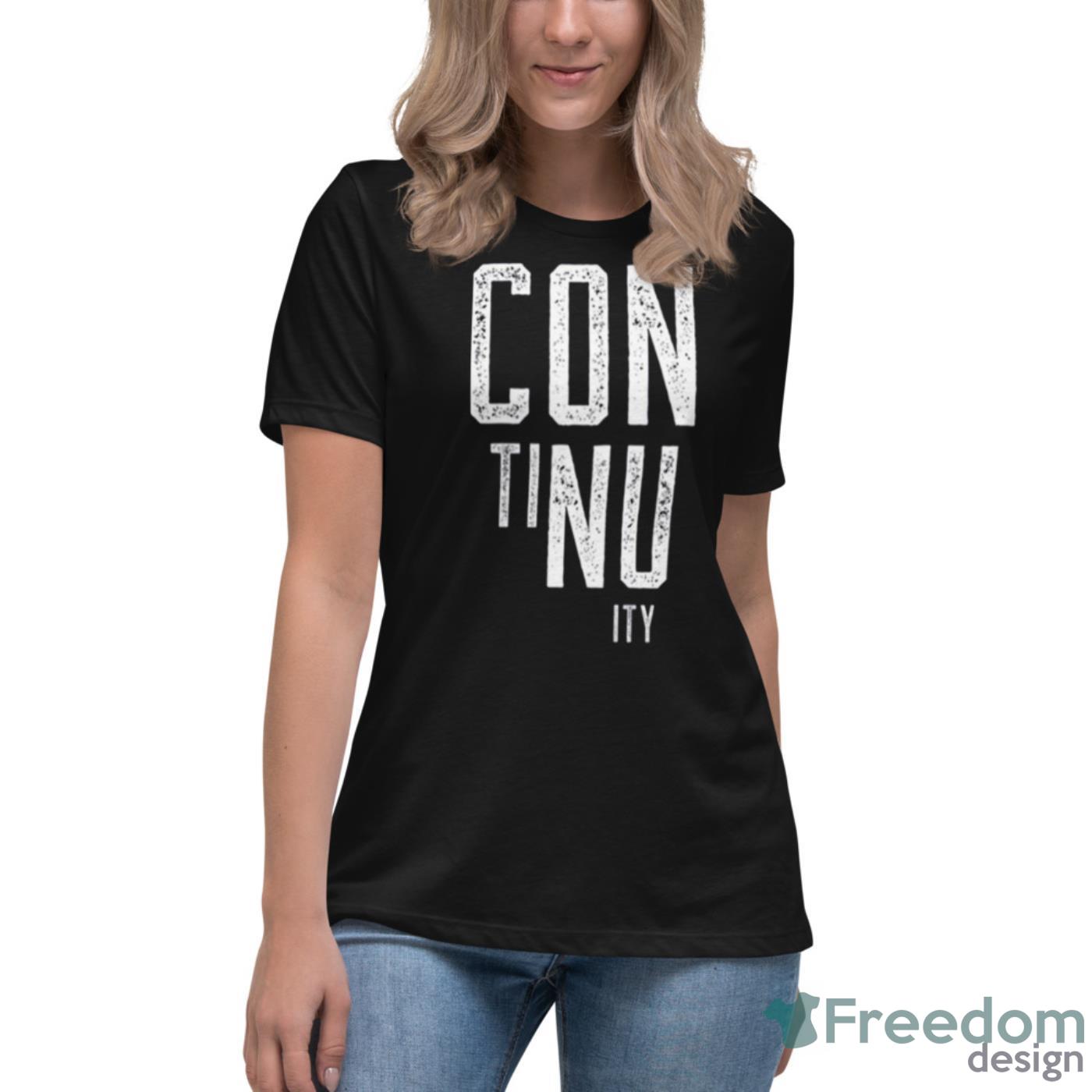 Continuity Typographic Design Shirt - Womens Relaxed Short Sleeve Jersey Tee Continuity Typographic Design Shirt - Womens Relaxed Short Sleeve Jersey Tee