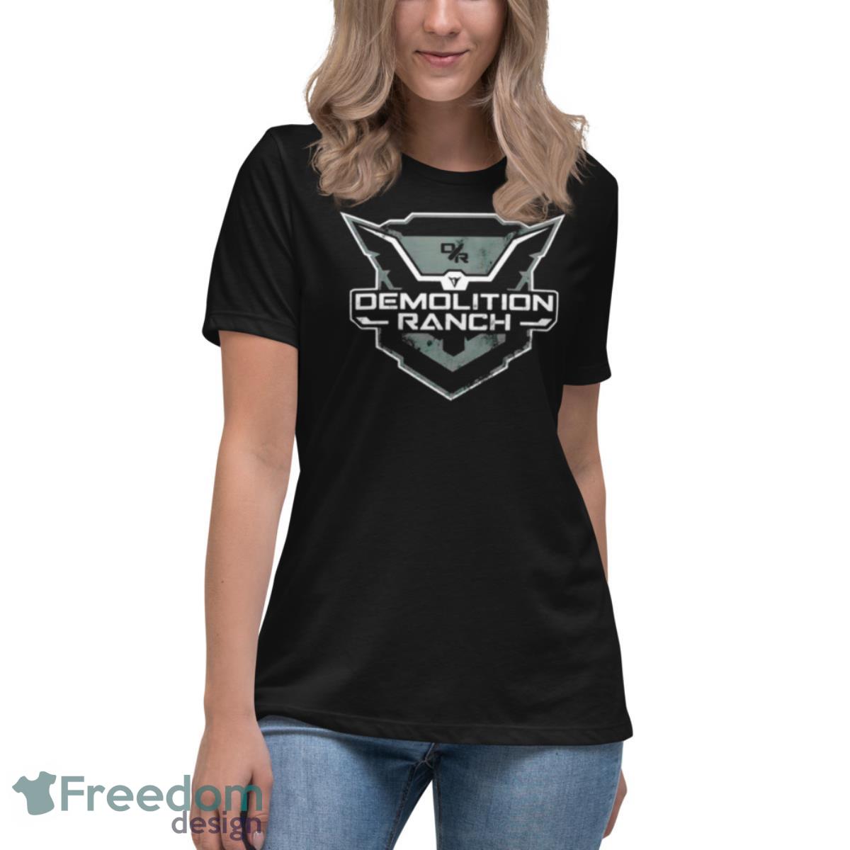 Demolition Ranch Monochrome Shield Logo Shirt - Womens Relaxed Short Sleeve Jersey Tee Demolition Ranch Monochrome Shield Logo Shirt - Womens Relaxed Short Sleeve Jersey Tee