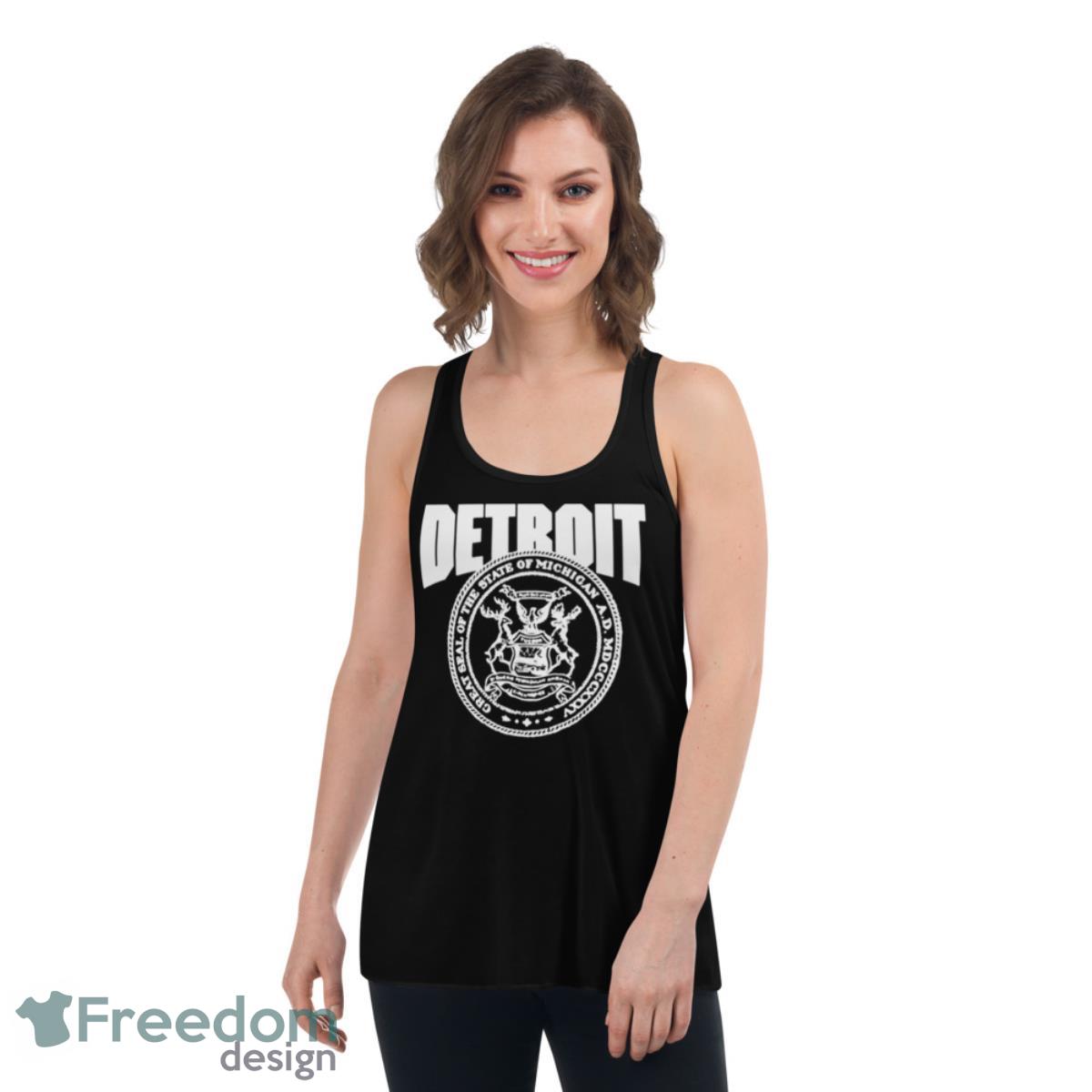 Detroit Great Seal Of The State Of Michgan Shirt - Womens Flowy Racerback Tank Detroit Great Seal Of The State Of Michgan Shirt - Womens Flowy Racerback Tank