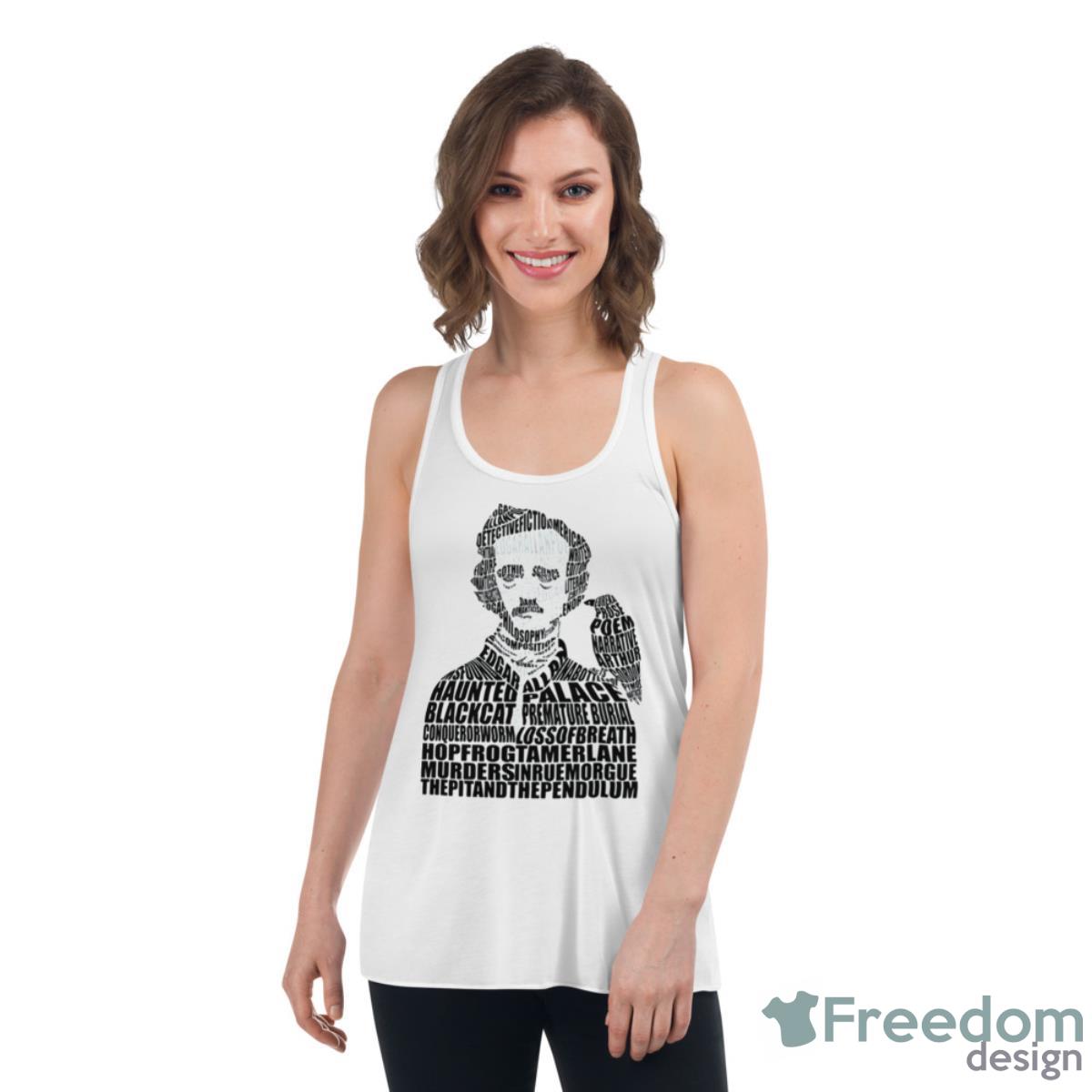 Edgar Allan Poe Calligram Shirt - Womens Flowy Racerback Tank Edgar Allan Poe Calligram Shirt - Womens Flowy Racerback Tank
