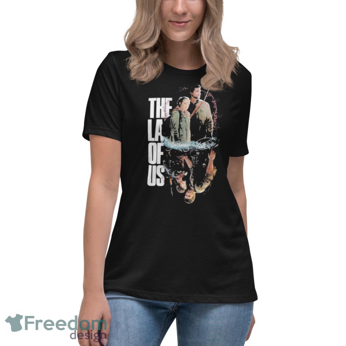 Ellie And Joel The Last Of Us 2 Wallpaper Signatures Shirt - Womens Relaxed Short Sleeve Jersey Tee Ellie And Joel The Last Of Us 2 Wallpaper Signatures Shirt - Womens Relaxed Short Sleeve Jersey Tee
