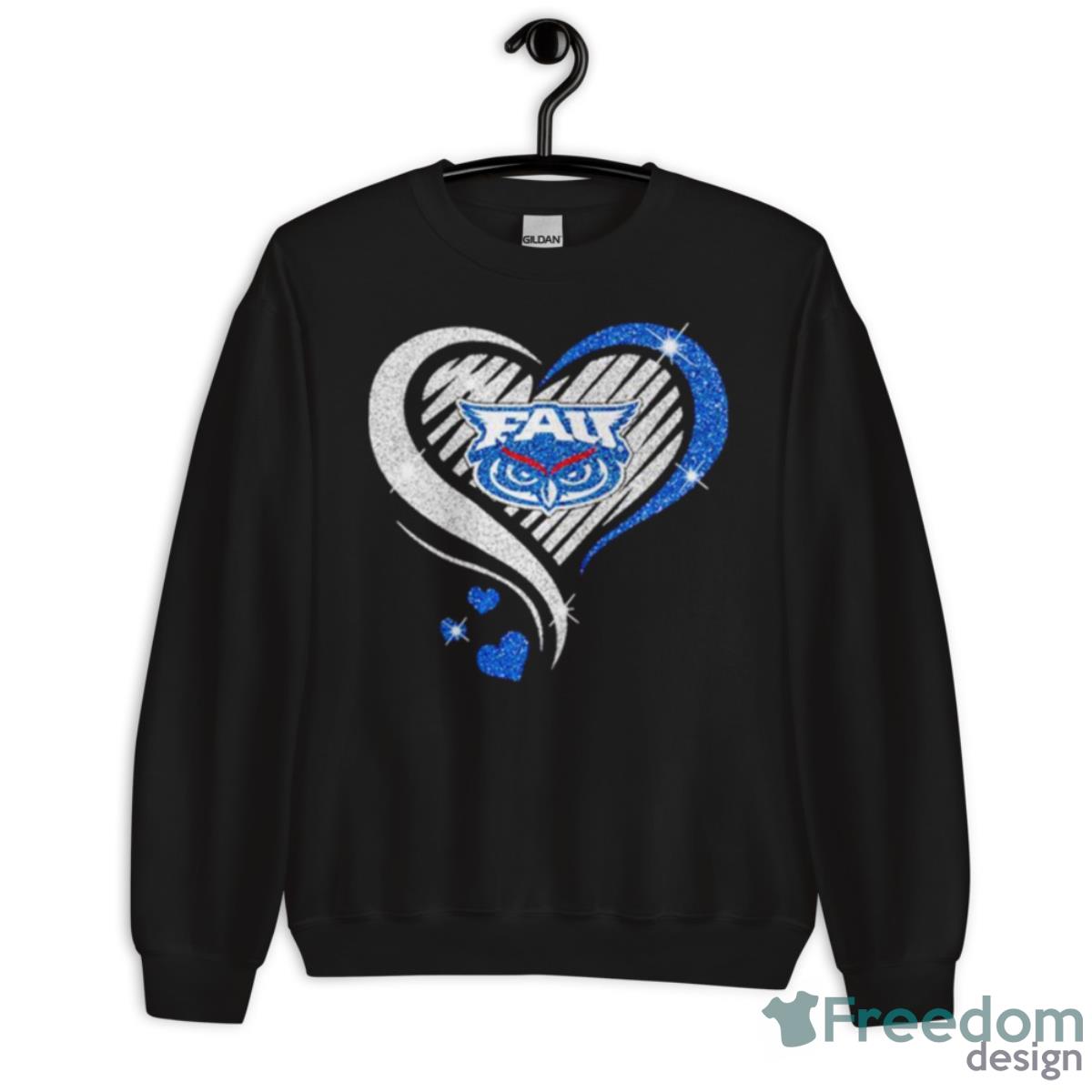 Fau Owls basketball Love Heart diamond 2023 shirt - Unisex Crewneck Sweatshirt