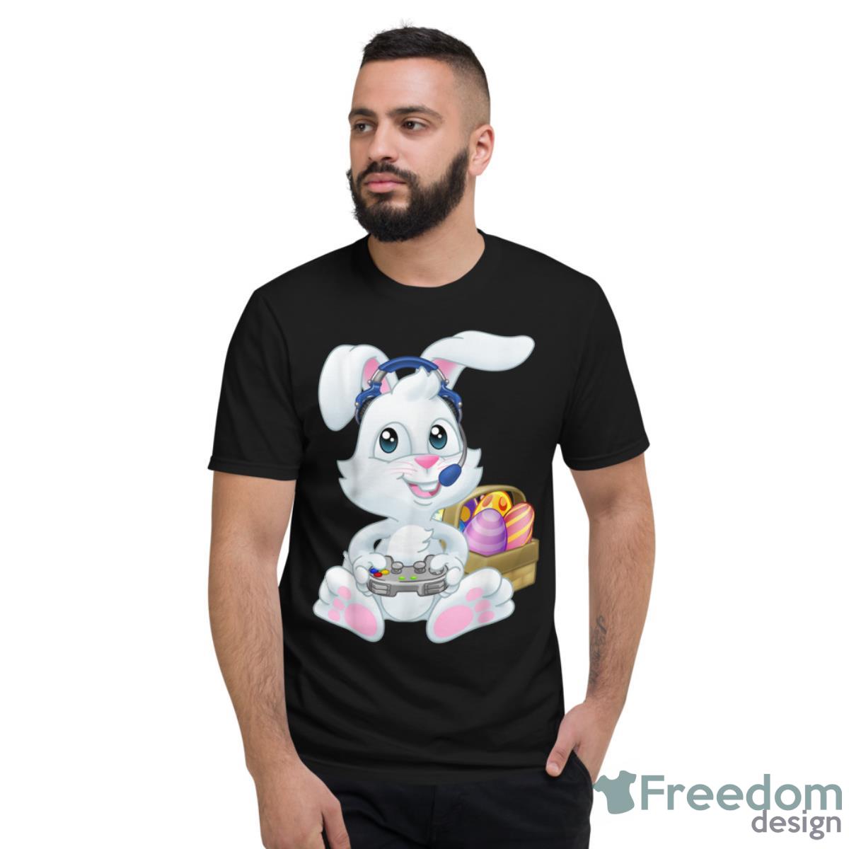 Gamer Easter Bunny Rabbit Video Game Player With Controller Shirt - Short Sleeve T-Shirt