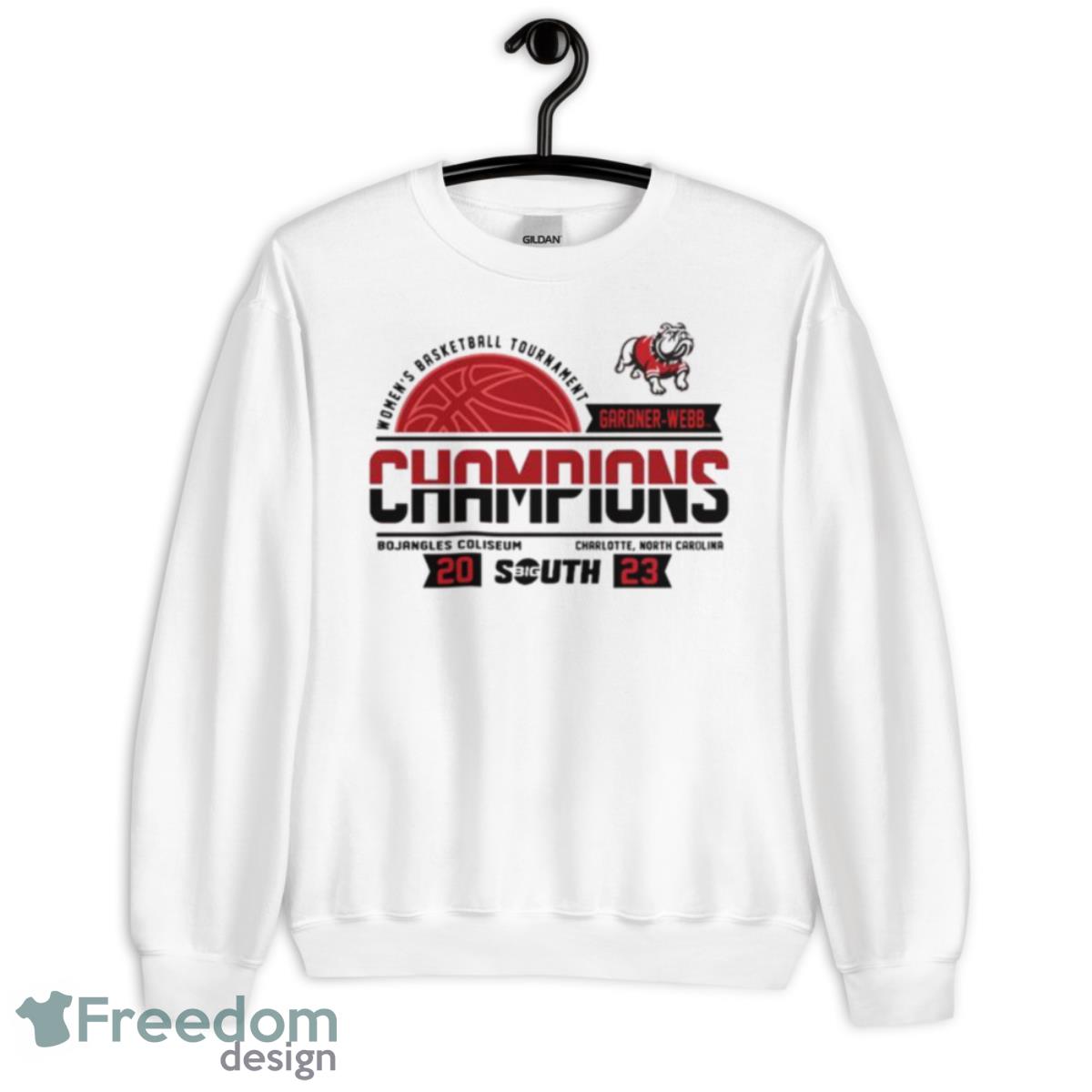 Gardner Webb Bulldogs 2023 Big South Women’s Basketball Conference Tournament Champions Shirt - Unisex Heavy Blend Crewneck Sweatshirt