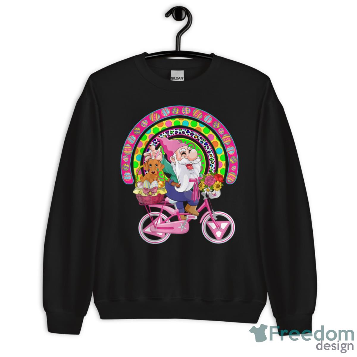 Gnome Biking With Bunny Dachshund In Easter Eggs Basket Shirt image Gnome Biking With Bunny Dachshund In Easter Eggs Basket Shirt - Unisex Crewneck Sweatshirt