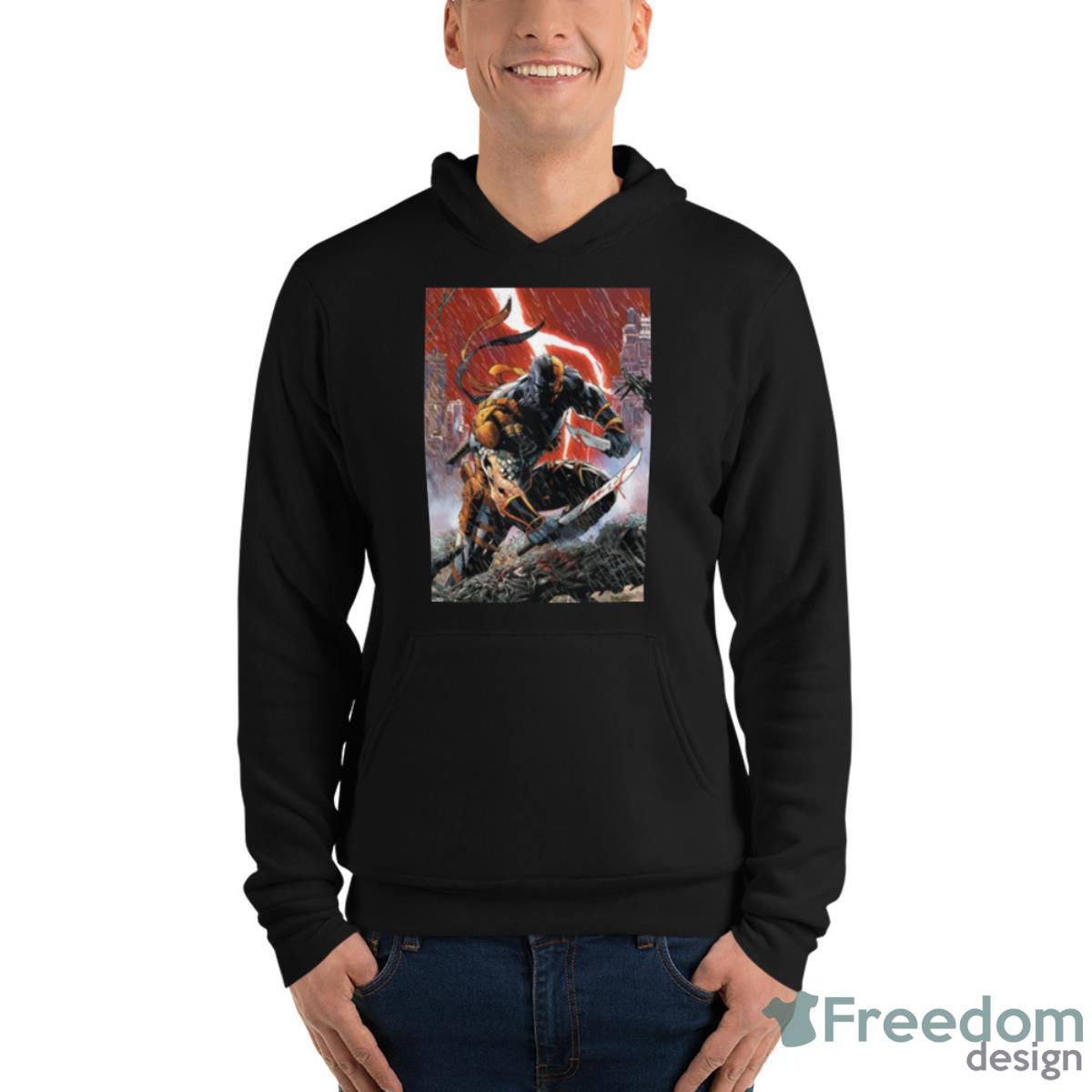 Graphic Of Deathstroke Comic Dc Shirt - Unisex Fleece Pullover Hoodie Graphic Of Deathstroke Comic Dc Shirt - Unisex Fleece Pullover Hoodie