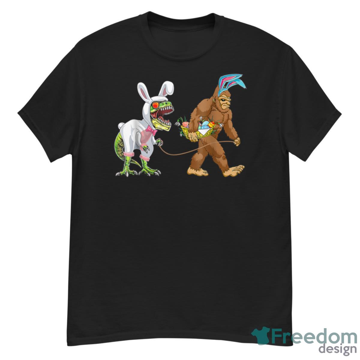 Happy Easter Day Bigfoot Riding Dinosaur Easter Egg Candy Shirt - G500 Men’s Classic T-Shirt