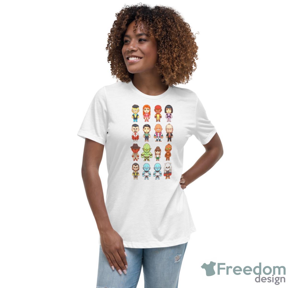 Hero Cast From Invincible Cartoon Shirt - Womens Relaxed Short Sleeve Jersey Tee Hero Cast From Invincible Cartoon Shirt - Womens Relaxed Short Sleeve Jersey Tee
