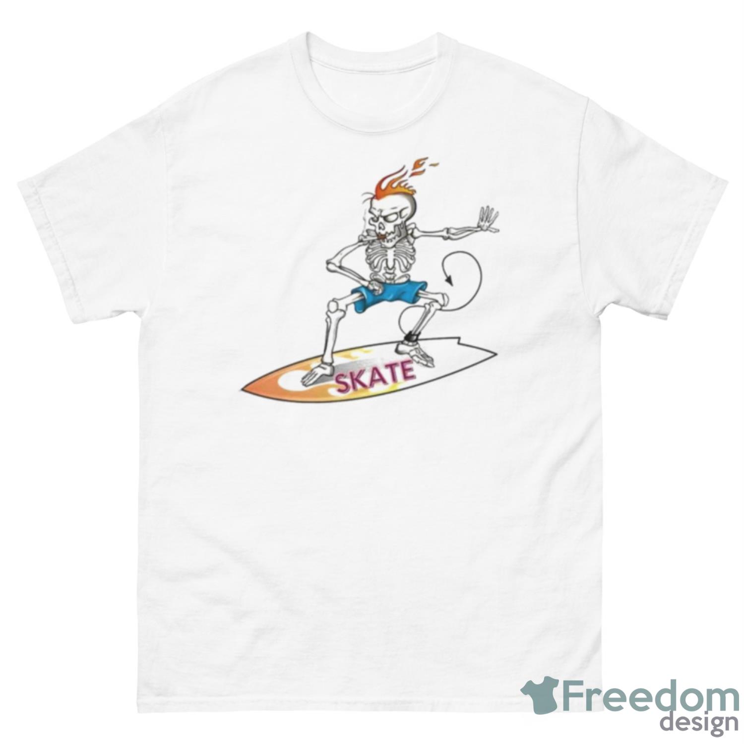 How To Ride A Skateboard Smoking Skeleton Shirt - 500 Men’s Classic Tee Gildan