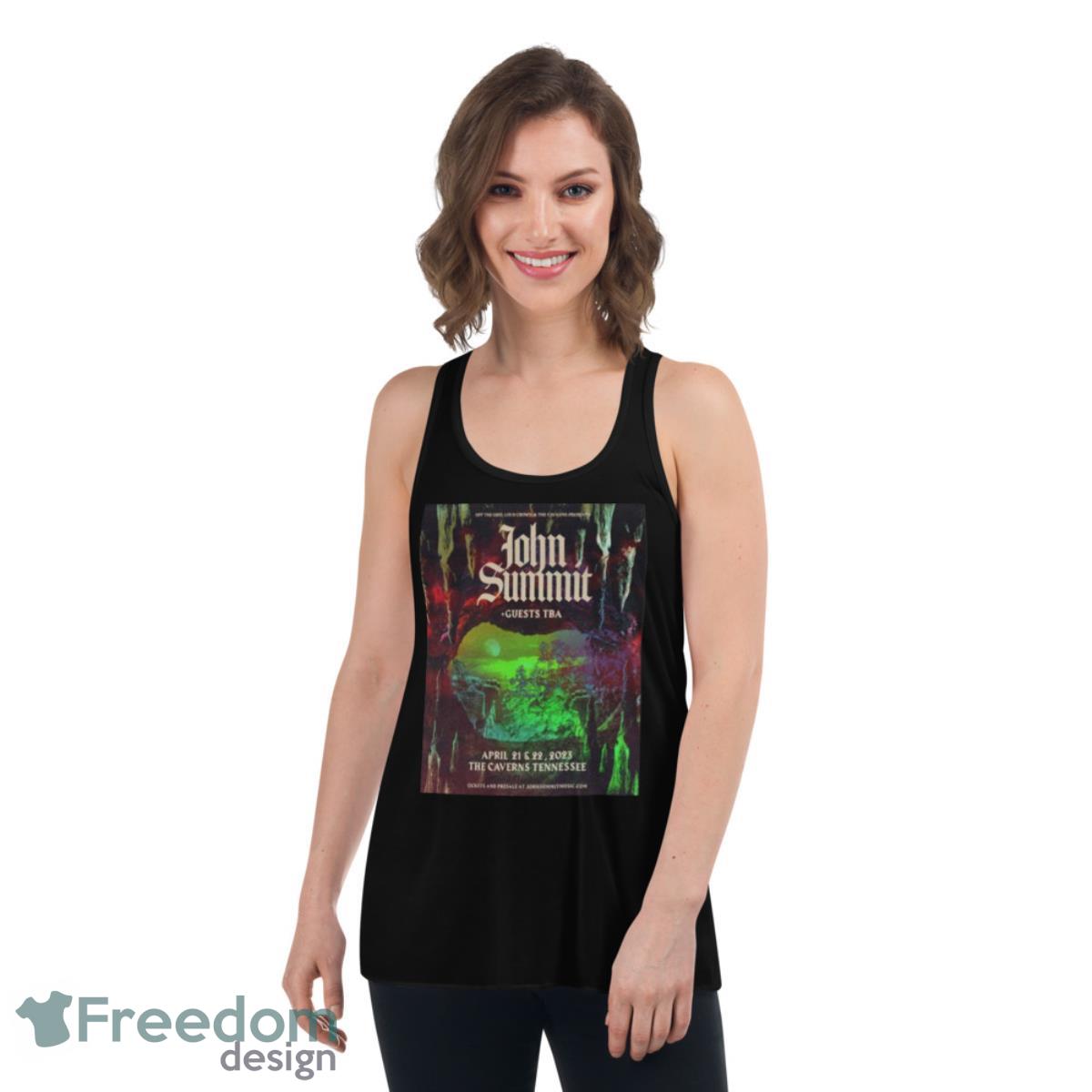 John Summit April 21 And 22 2023 The Caverns Tennessee Tour Poster Shirt - Womens Flowy Racerback Tank John Summit April 21 And 22 2023 The Caverns Tennessee Tour Poster Shirt - Womens Flowy Racerback Tank
