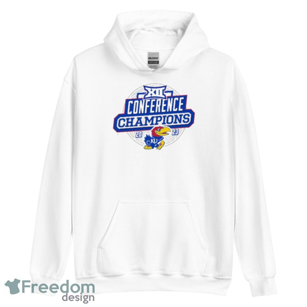 Kansas Jayhawks White 2023 Big 12 Champions Titles Shirt image Kansas Jayhawks White 2023 Big 12 Champions Titles Shirt - Unisex Heavy Blend Hooded Sweatshirt