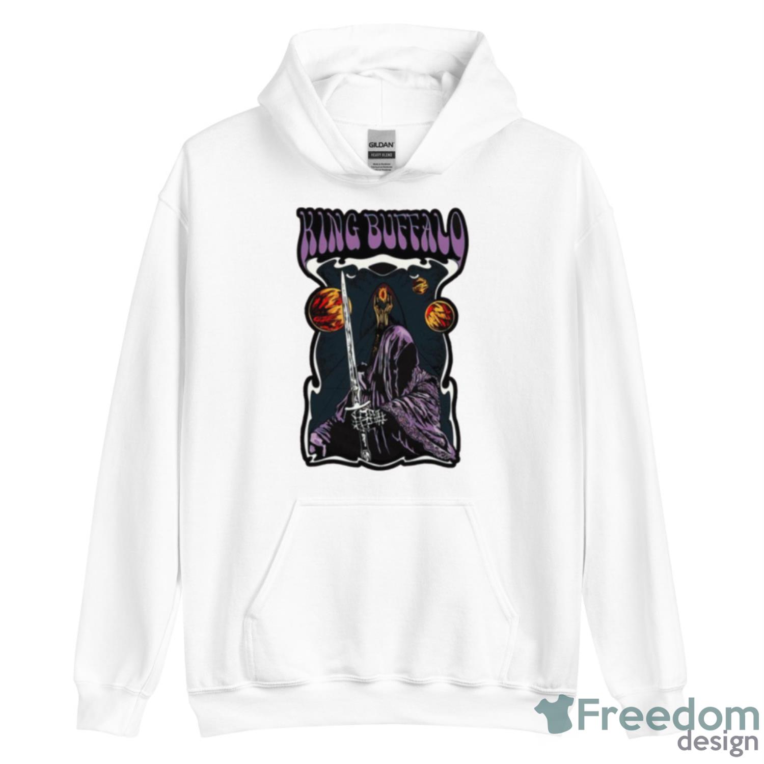 King Buffalo Black Hood Warrior Shirt - Unisex Heavy Blend Hooded Sweatshirt King Buffalo Black Hood Warrior Shirt - Unisex Heavy Blend Hooded Sweatshirt