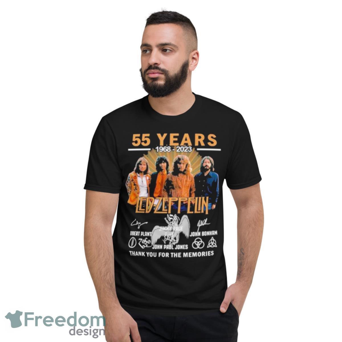 Led – Zeppelin 55 Years Of 1968 – 2023 Thank You For The Memories Signatures Shirt - Short Sleeve T-Shirt