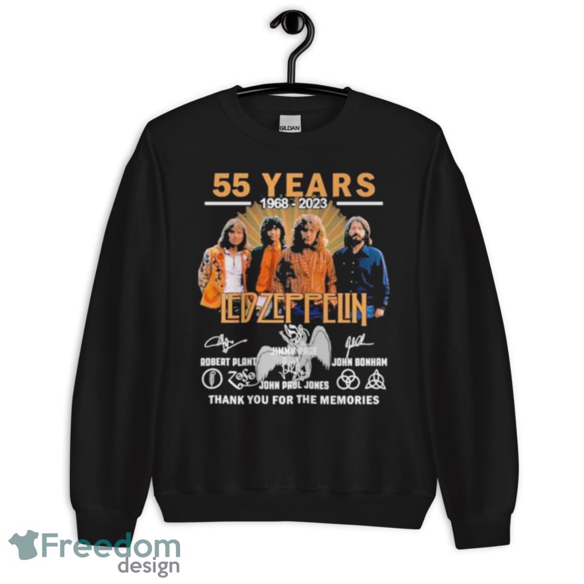 Led – Zeppelin 55 Years Of 1968 – 2023 Thank You For The Memories Signatures Shirt image Led – Zeppelin 55 Years Of 1968 – 2023 Thank You For The Memories Signatures Shirt - Unisex Crewneck Sweatshirt