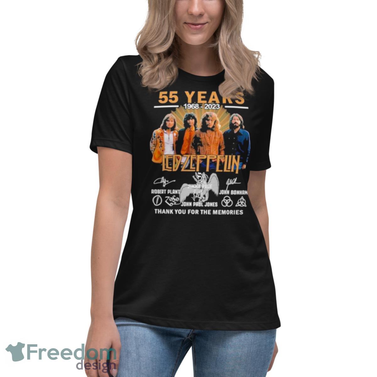 Led – Zeppelin 55 Years Of 1968 – 2023 Thank You For The Memories Signatures Shirt - Womens Relaxed Short Sleeve Jersey Tee Led – Zeppelin 55 Years Of 1968 – 2023 Thank You For The Memories Signatures Shirt - Womens Relaxed Short Sleeve Jersey Tee