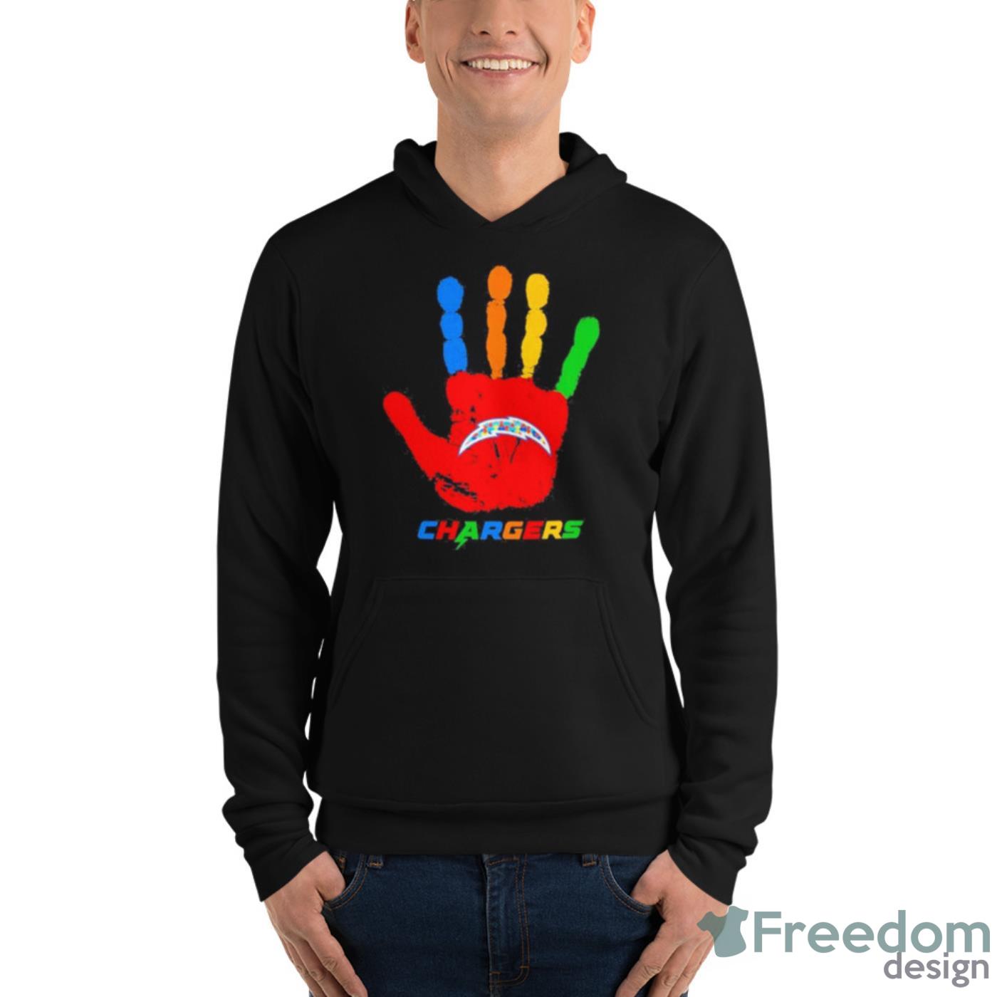 Los Angeles Chargers Hand Autism 2023 NFL Shirt image Los Angeles Chargers Hand Autism 2023 NFL Shirt - Unisex Fleece Pullover Hoodie