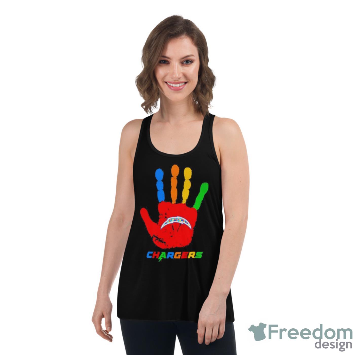 Los Angeles Chargers Hand Autism 2023 NFL Shirt - Womens Flowy Racerback Tank Los Angeles Chargers Hand Autism 2023 NFL Shirt - Womens Flowy Racerback Tank