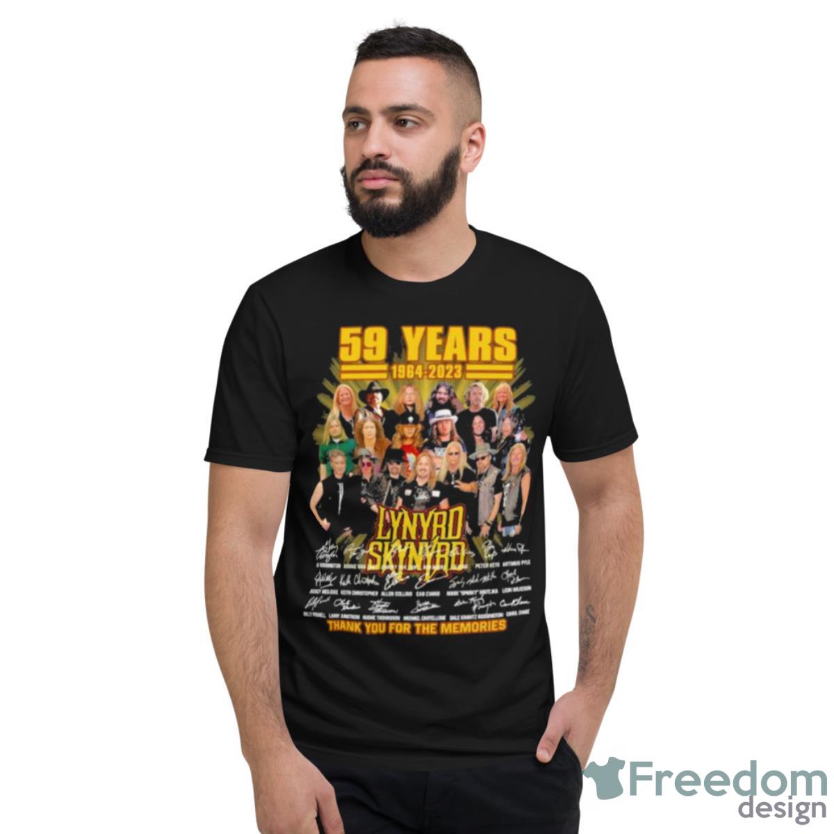 Lynyrd Skynyrd 59 Years Of 1964 – 2023 Thank You For The Memories Signatures Shirt - Short Sleeve T-Shirt