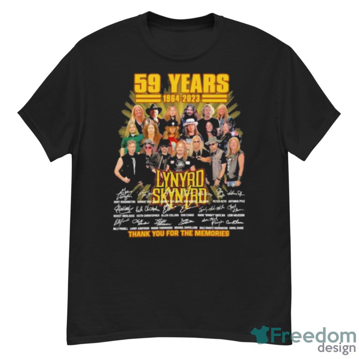 Lynyrd Skynyrd 59 Years Of 1964 – 2023 Thank You For The Memories Signatures Shirt - G500 Men’s Classic T-Shirt