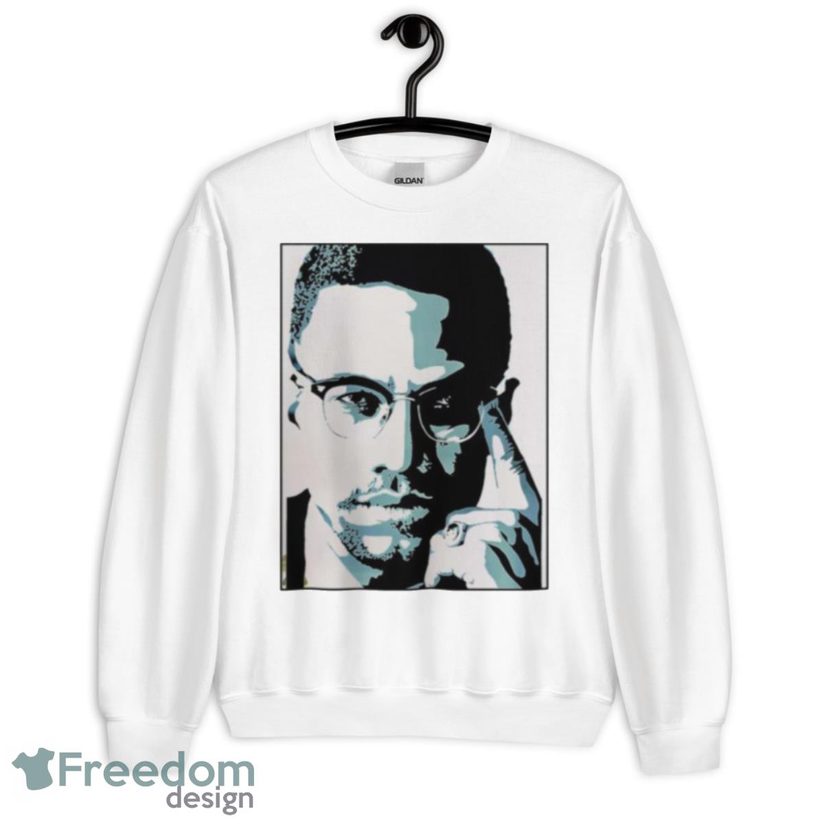 Malcom X Black And White Portrait Black History Month Shirt - Unisex Heavy Blend Crewneck Sweatshirt