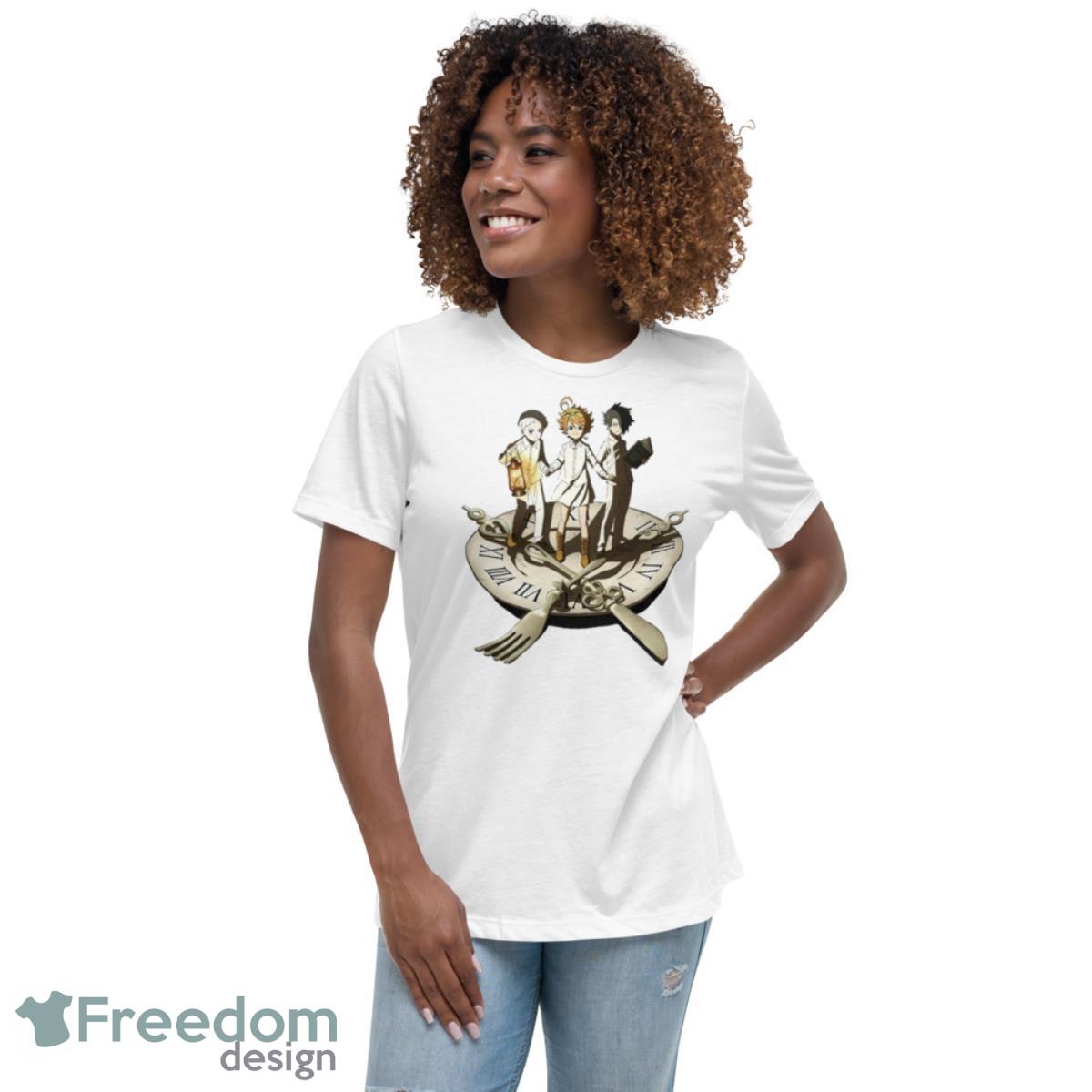 Manga Anime Characters Emma Ray Norman Trio The Promised Neverland Shirt - Womens Relaxed Short Sleeve Jersey Tee Manga Anime Characters Emma Ray Norman Trio The Promised Neverland Shirt - Womens Relaxed Short Sleeve Jersey Tee