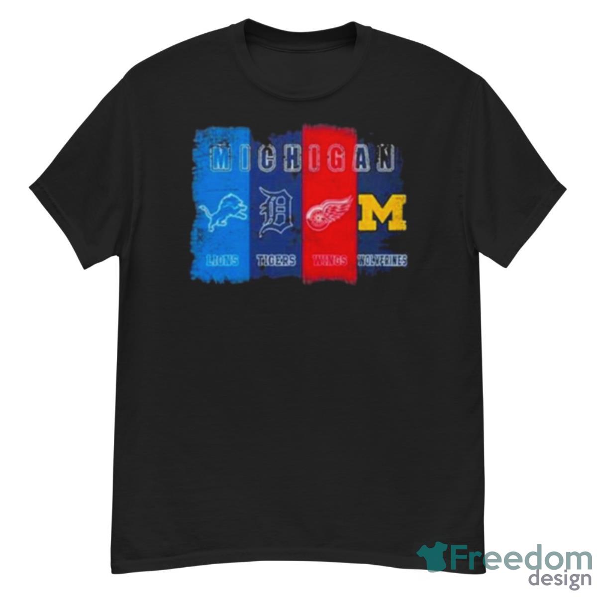 Michigan Sports Lions Tigers Wings Wolverines 2023 Shirt - G500 Men’s Classic T-Shirt