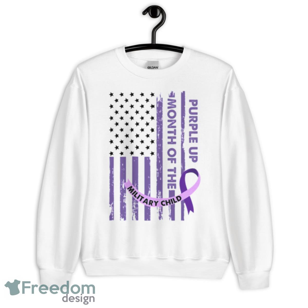 Month Of The Military Child Purple Up Strong Military Kids Shirt - Unisex Heavy Blend Crewneck Sweatshirt