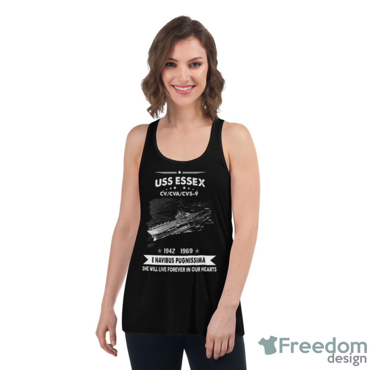 Navy Uss Essex Cv 9 Military Army Shirt - Womens Flowy Racerback Tank Navy Uss Essex Cv 9 Military Army Shirt - Womens Flowy Racerback Tank