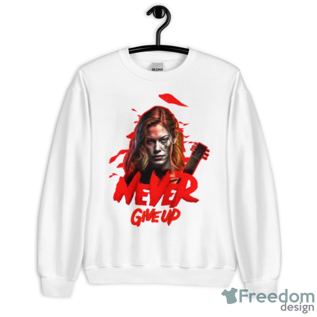 Never Give Up Evil Dead Rise Shirt - Unisex Heavy Blend Crewneck Sweatshirt