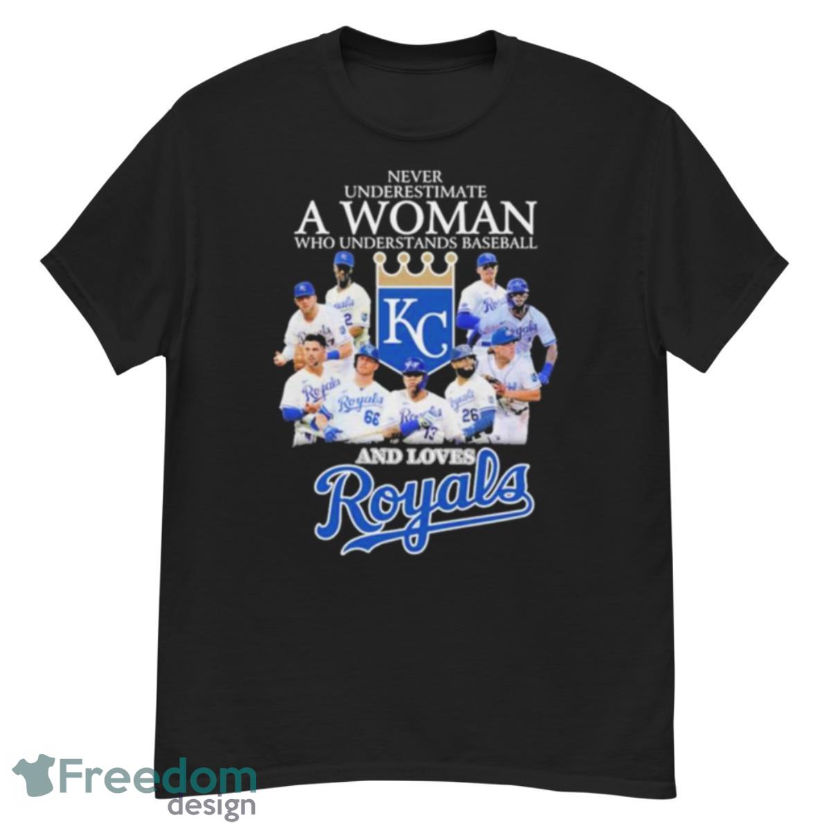 Never Underestimate A Woman Who Understand Baseball And Loves Kansas City Royals 2023 Shirt - G500 Men’s Classic T-Shirt