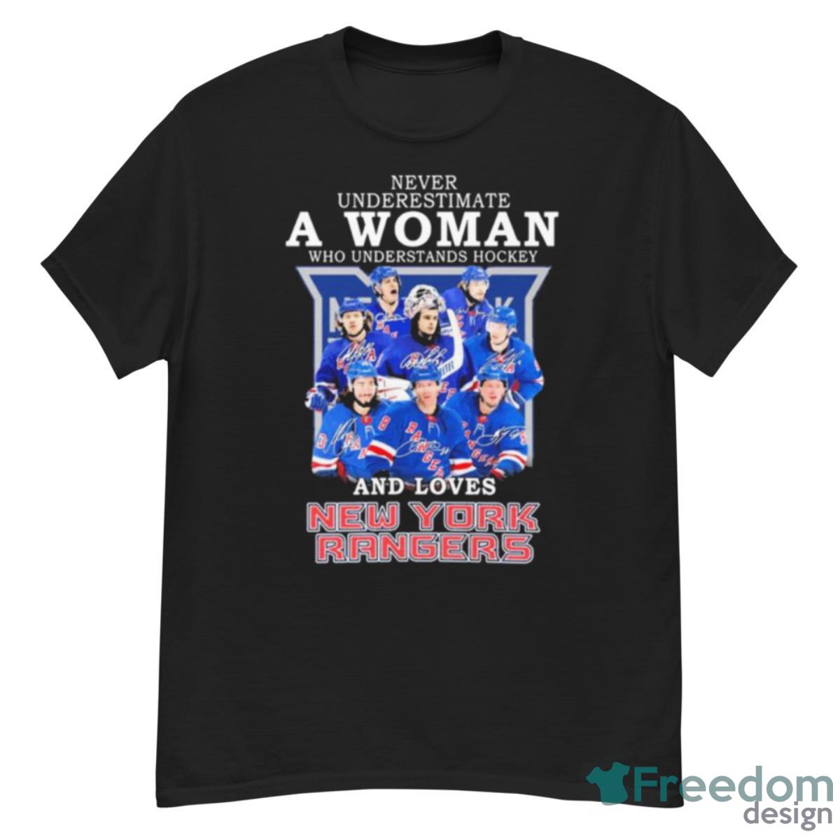 Never Underestimate A Woman Who Understands Hockey And Love New York Rangers 2023 Shirt - G500 Men’s Classic T-Shirt