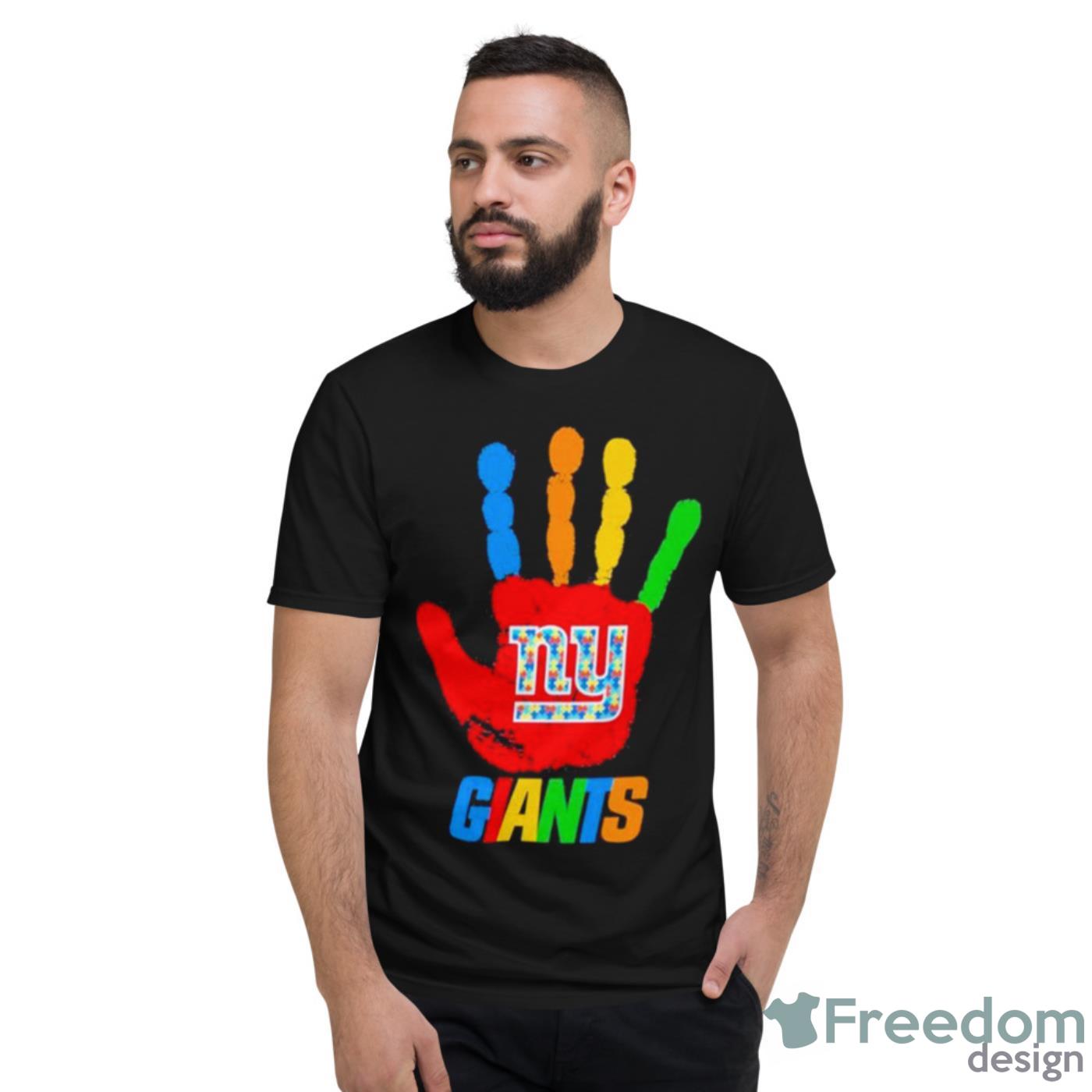 New York Giants Hand Autism 2023 NFL Shirt - Short Sleeve T-Shirt